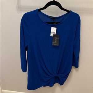 Gibson Women's Royal Blue Twist Front Blouse